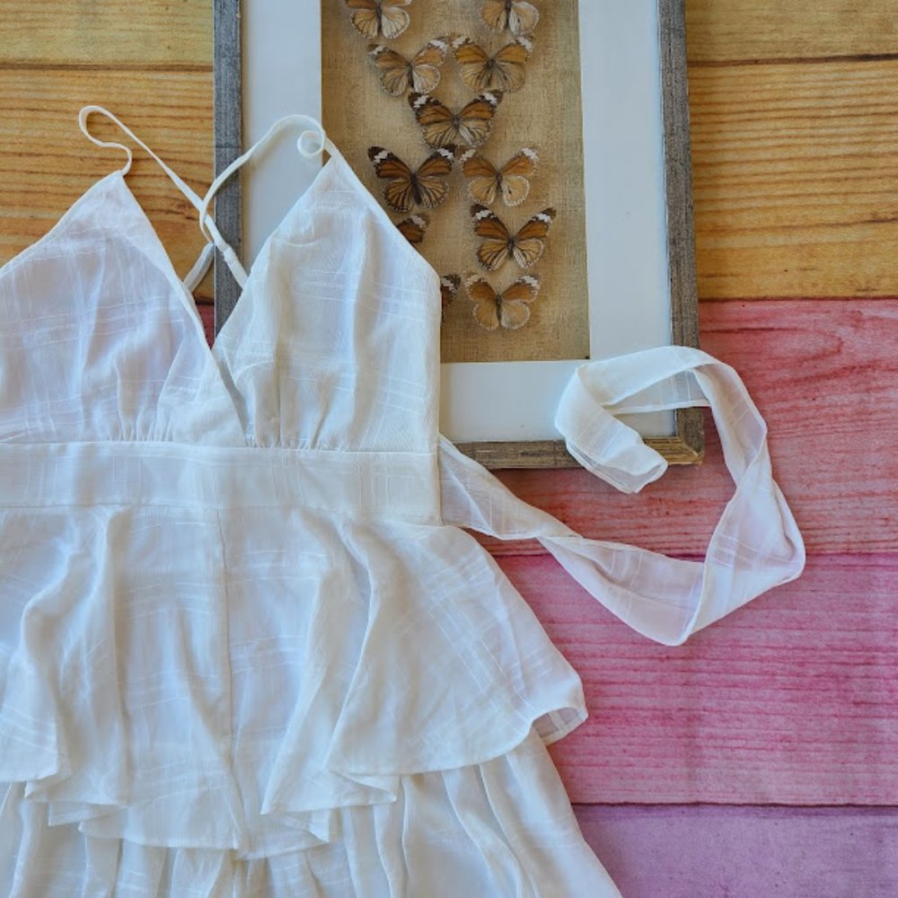 Princess Polly White Theodora Ruffle Playsuit 8 - Picture 11 of 12